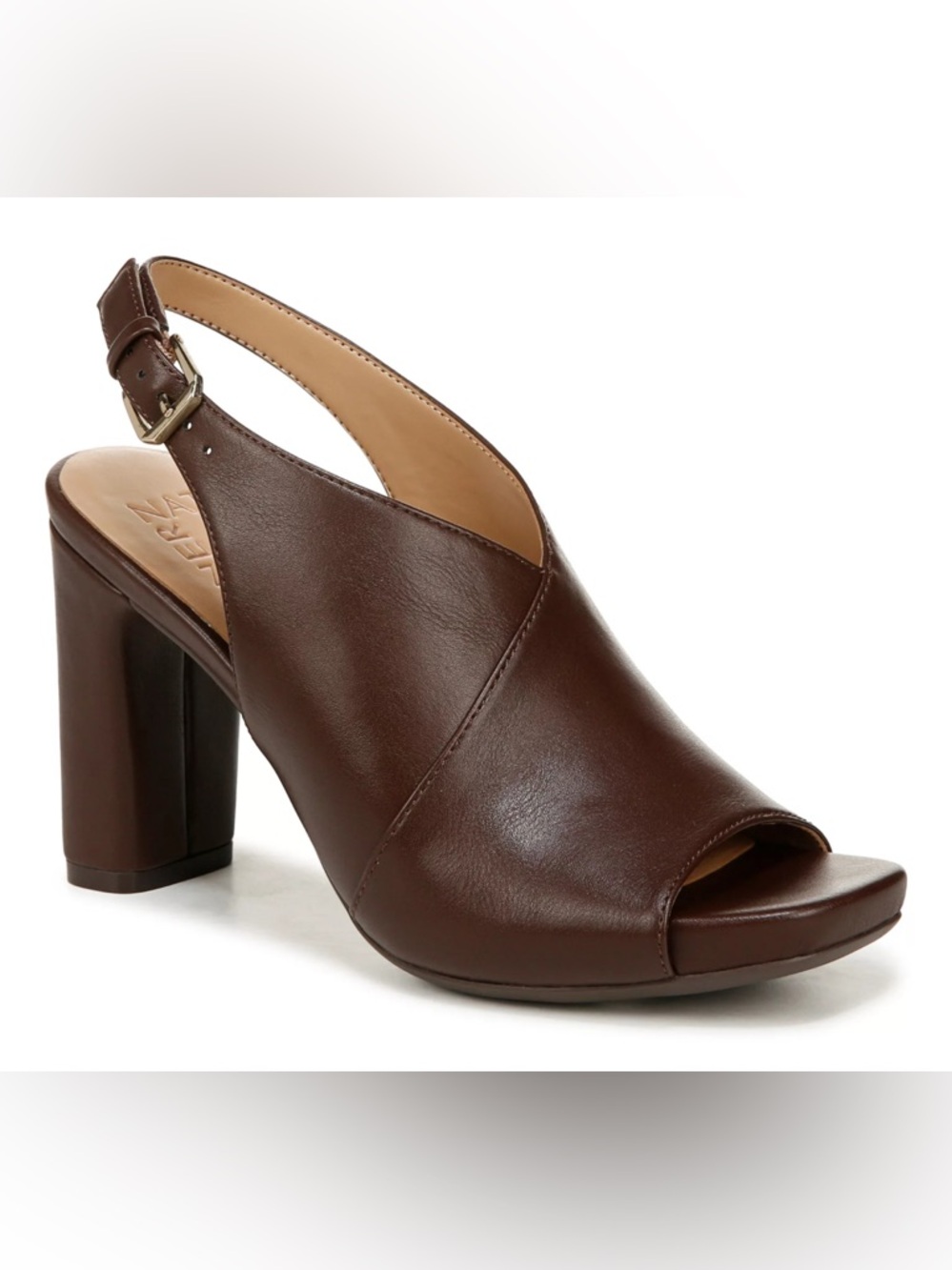 Naturalizer Mason Brown Leather Peep-Toe Slingback Heels. Size 8 Brand new.